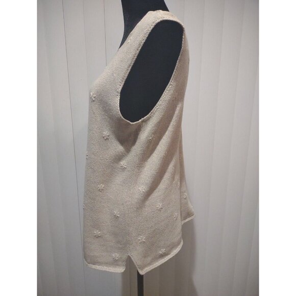 Style & Co Size S Pullover Sweater Vest  ~ Tank Beige, Embroidered - Picture 2 of 9